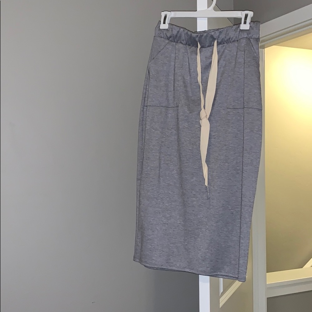 Mid length chambray blue skirt